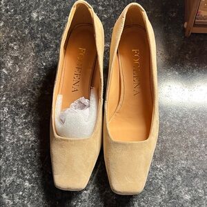 Women's Tan Square Toe Flats